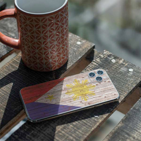 Philippines Flag Dark Wood iPhone 11 Pro Max Skin